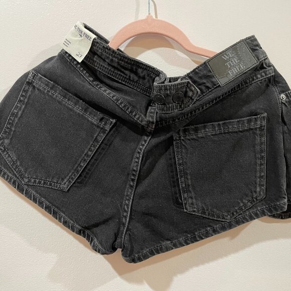 NWT $98 We The Free Free People Maxine Denim Skort Mini Sz 27 Black 100% Cotton - Picture 7 of 12